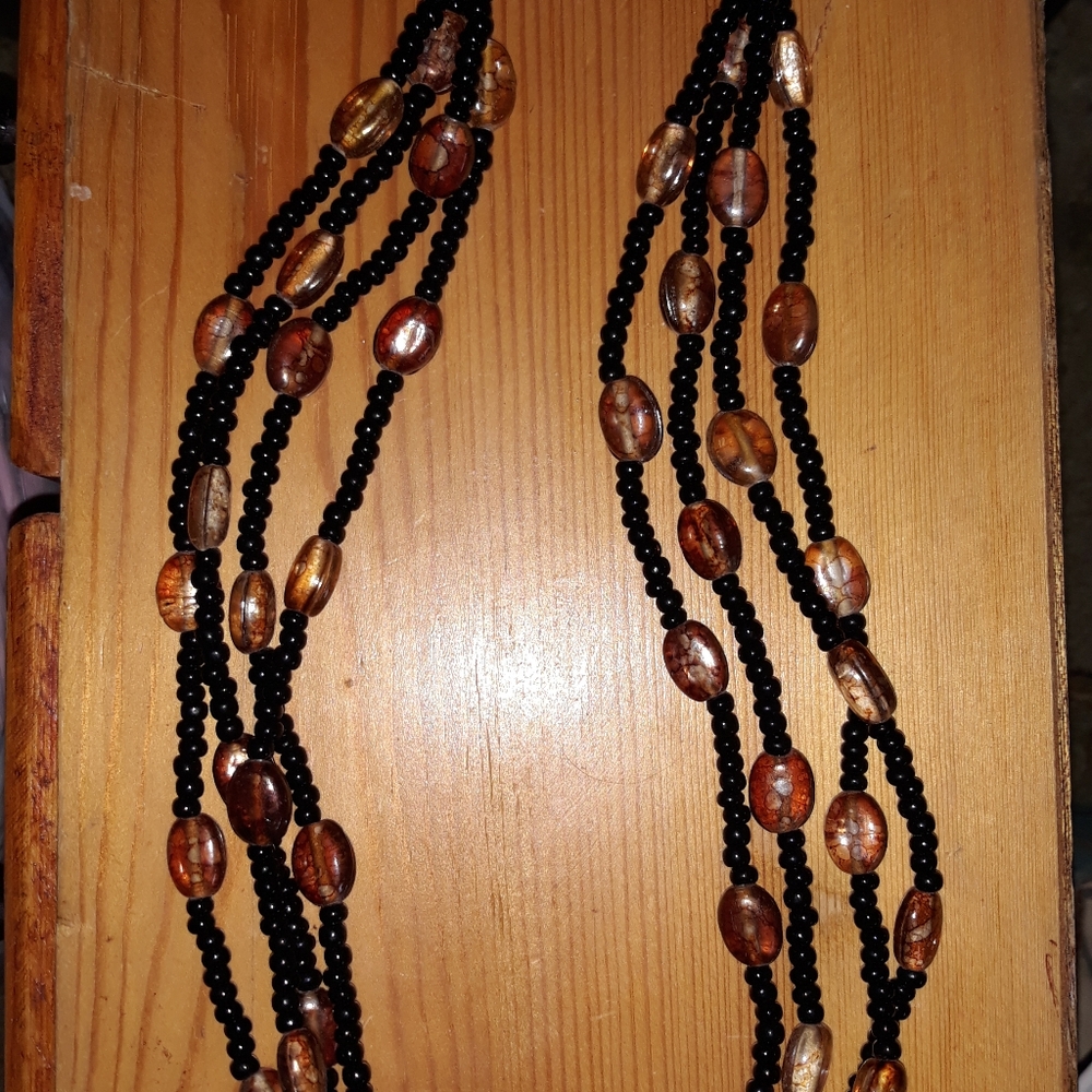 Bohemian Black and Brown Multi-Strand Necklace